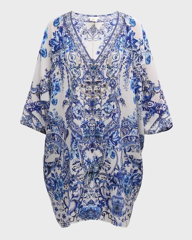 Delft Dynasty Tie Sleeve Mini Kaftan